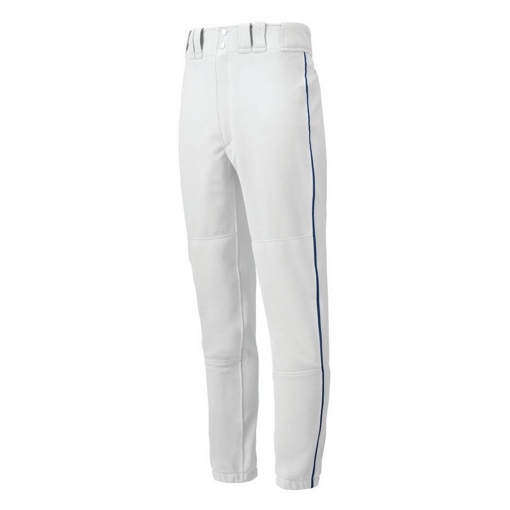 Mizuno Men's Premier Piped Baseball Pants White/Navy (350148-WGJ)